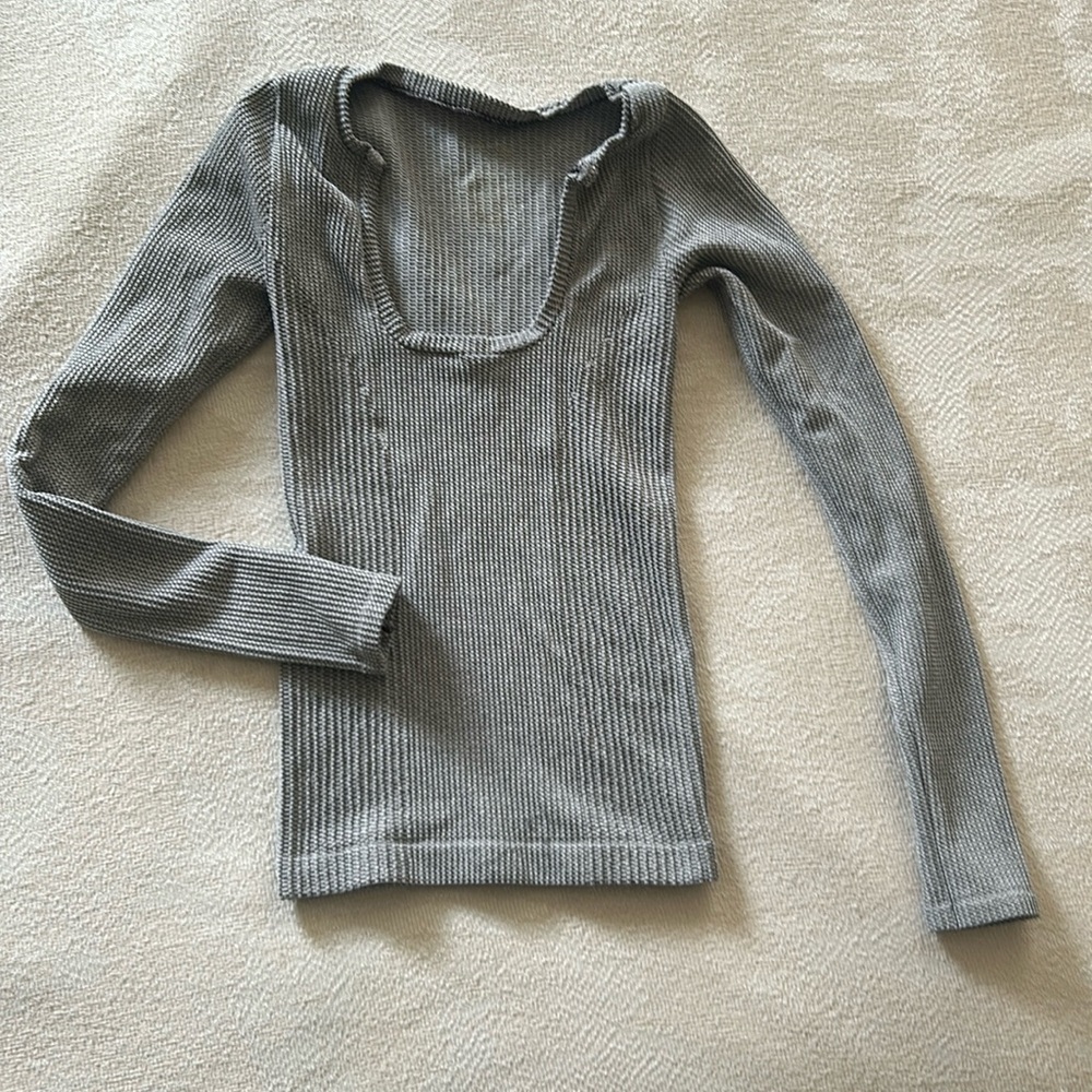 Free People Clean Slate Seamless Layering Top, Heather gray, XS/S